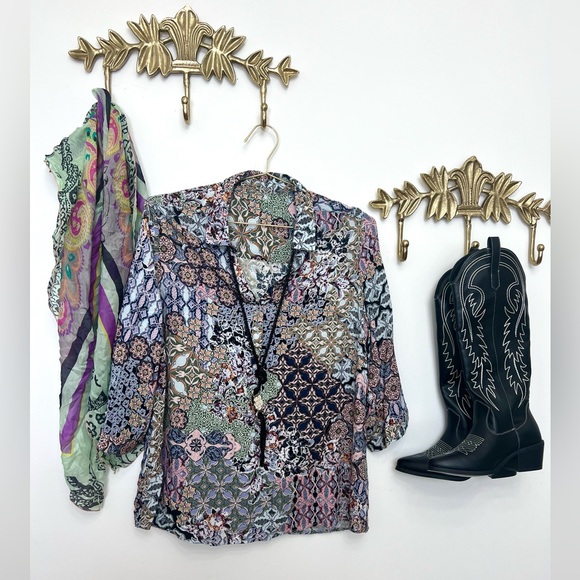 Shabby chic soft blouse Xl top 23” l 28” - Picture 2 of 5